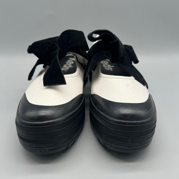 Keds Triple Up Mary Jane Platform Sneakers White Canvas Black Velvet Bow WF68249 - Picture 2 of 8
